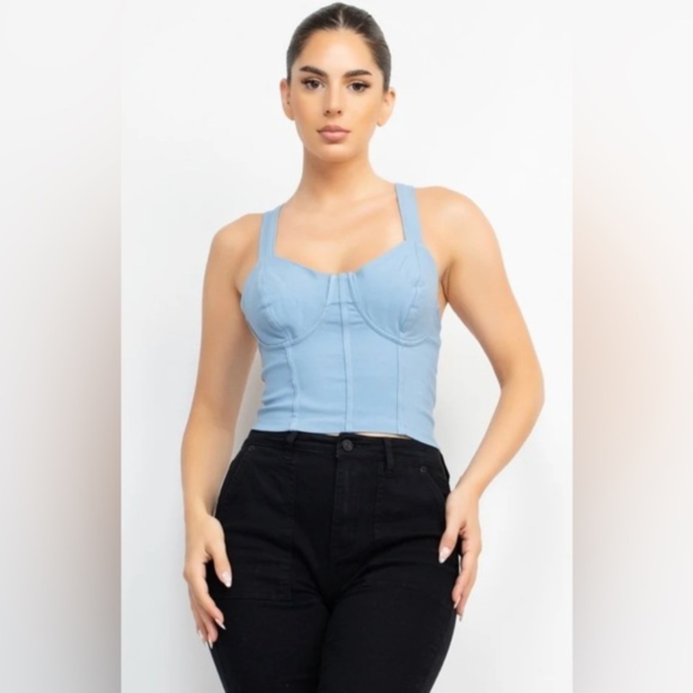 Lavish Tuscaloosa Light‎ Blue Bustier Top